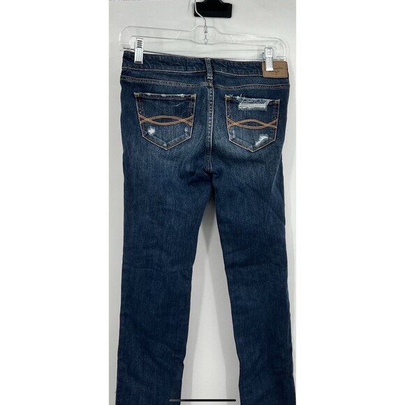 Womens ABERCROMBIE & FITCH Dark Wash Skinny Slim Low Rise Jeans 00 24” Floral - Picture 14 of 16